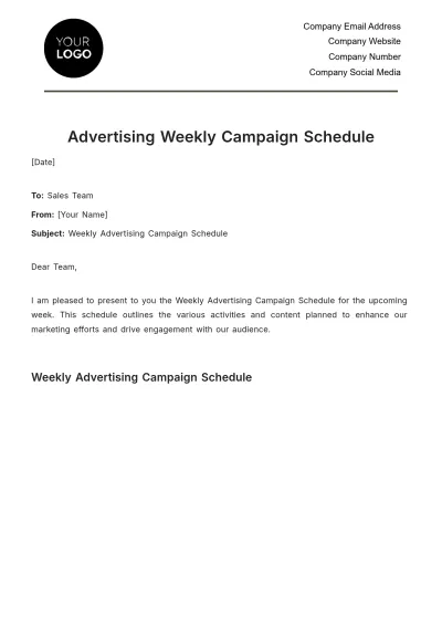 Free Advertising Weekly Campaign Schedule Template to Edit Online