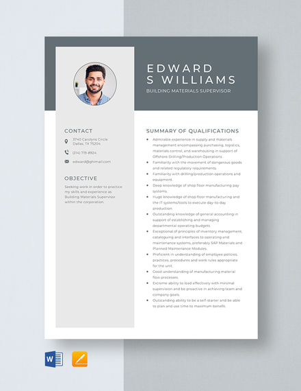 FREE Building Supervisor Word - Template Download | Template.net