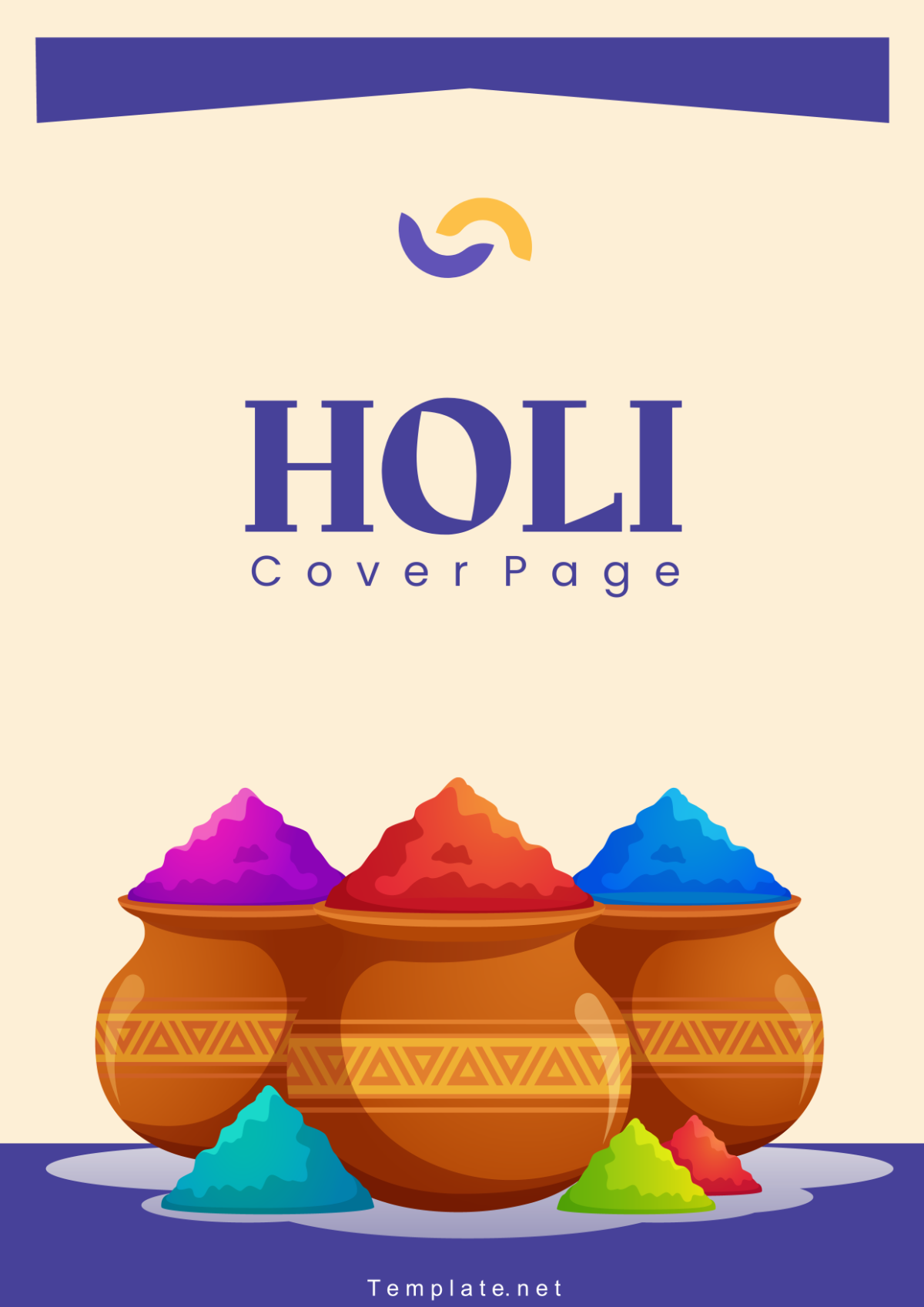 Free Holi Cover Page Template