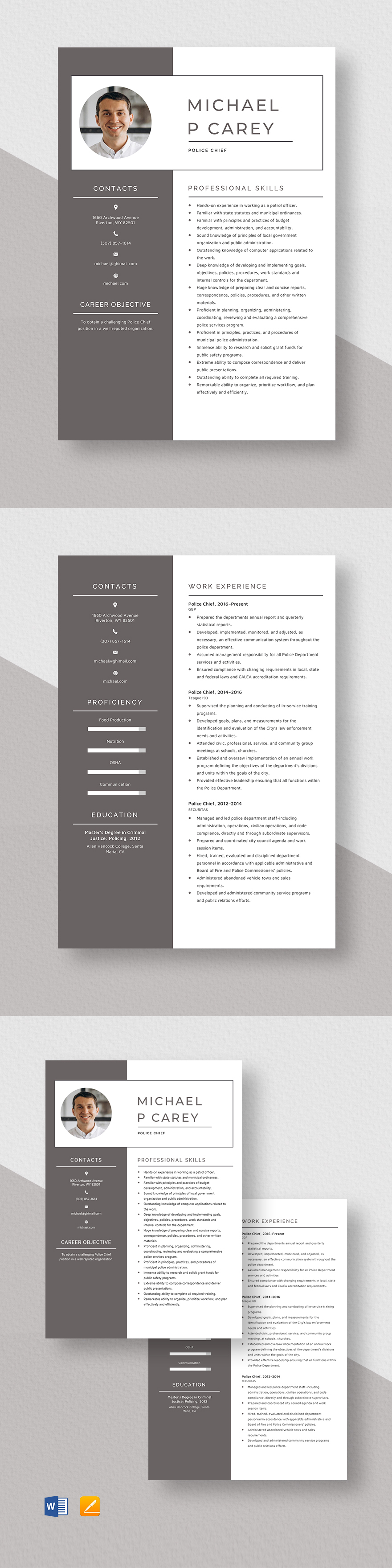 Free Police Chief Resume Template Word Apple Pages Template net