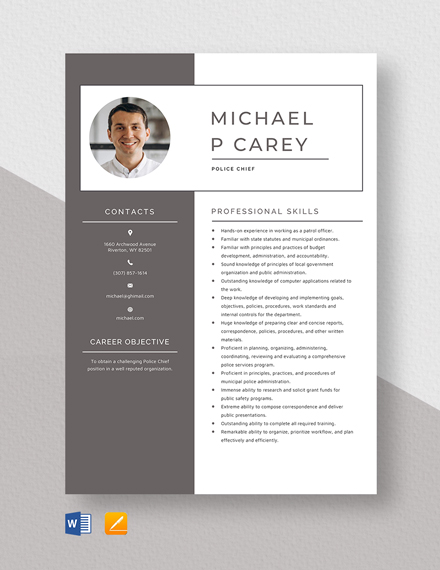 Accident Prevention Squad Police Officer Resume Template Word Apple