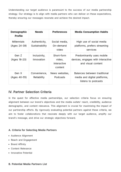 Free Advertising Strategic Media Partnership Plan Template to Edit Online
