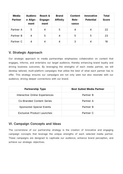 Free Advertising Strategic Media Partnership Plan Template to Edit Online