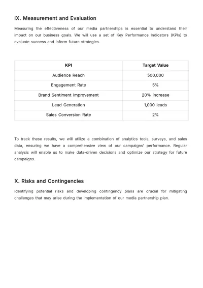 Free Advertising Strategic Media Partnership Plan Template to Edit Online