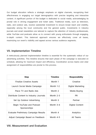 Free Advertising Large-Scale Event Media Plan Template to Edit Online