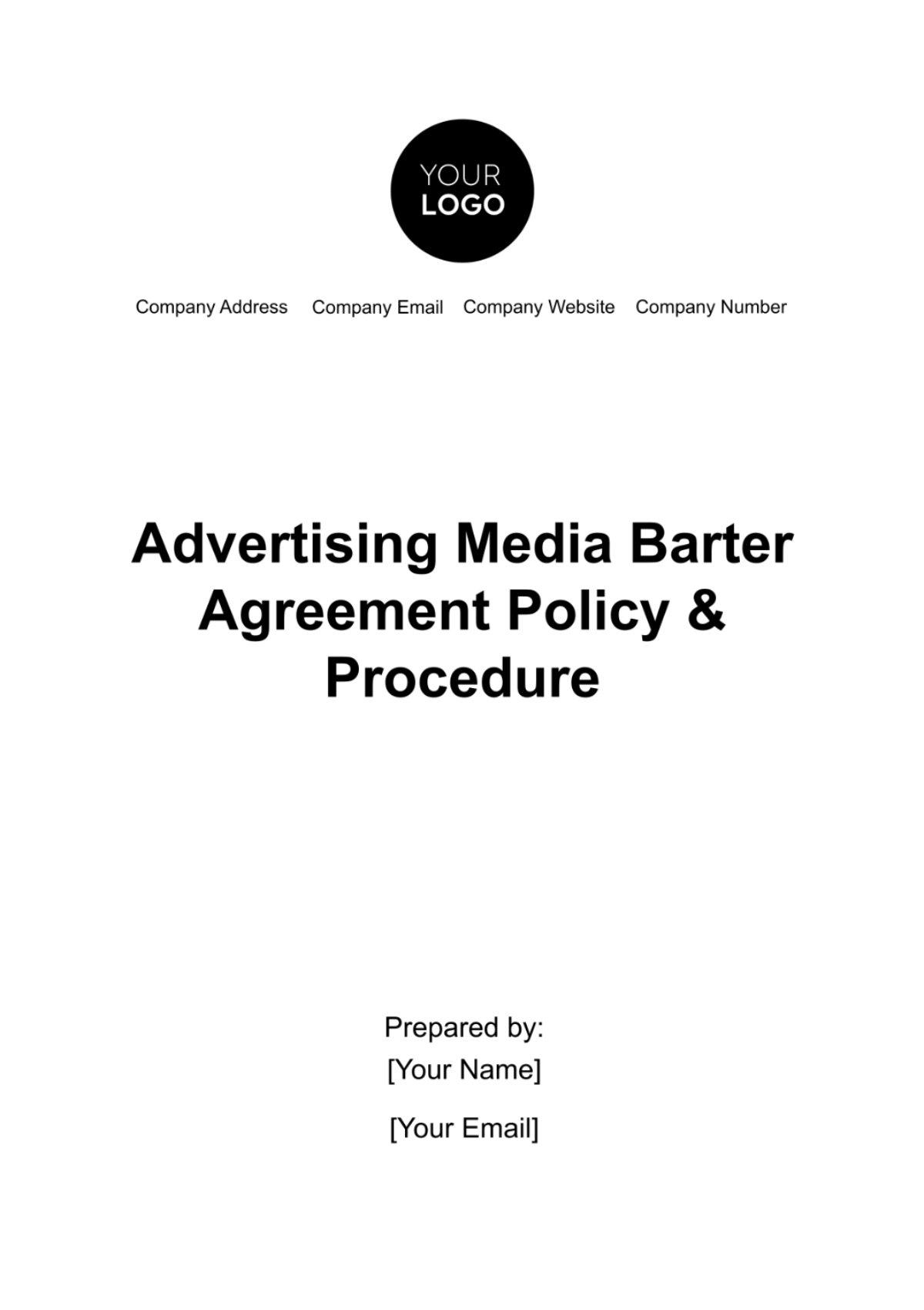 Free Advertising Media Barter Agreement Policy & Procedure Template