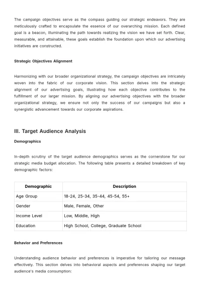 Free Advertising Media Budget Allocation Report Template to Edit Online