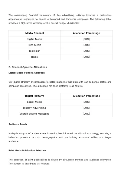 Free Advertising Media Budget Allocation Report Template to Edit Online