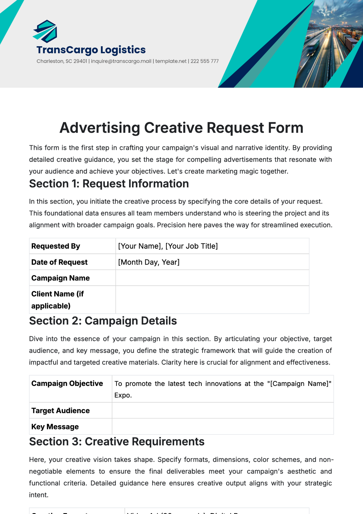 Advertising Creative Request Form Template - Edit Online & Download