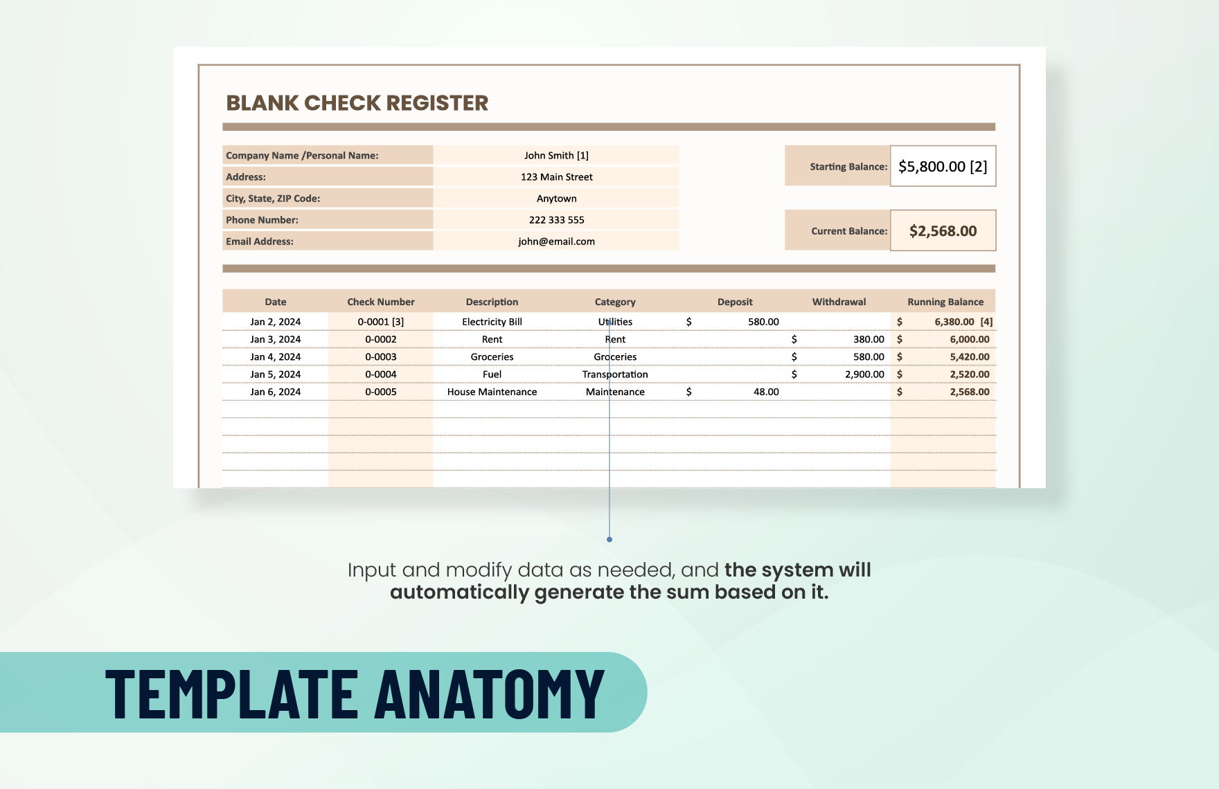 Blank Check Register Template