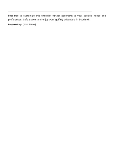 Free Scotland Golf Trip Itinerary Template to Edit Online