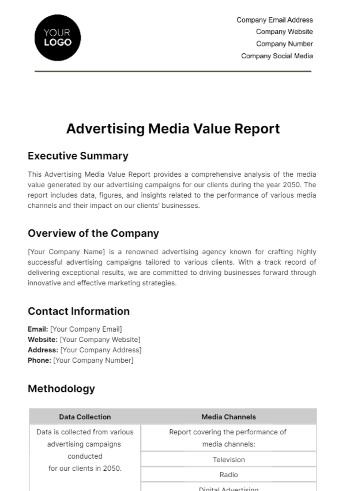 Free Advertising Media Value Report Template