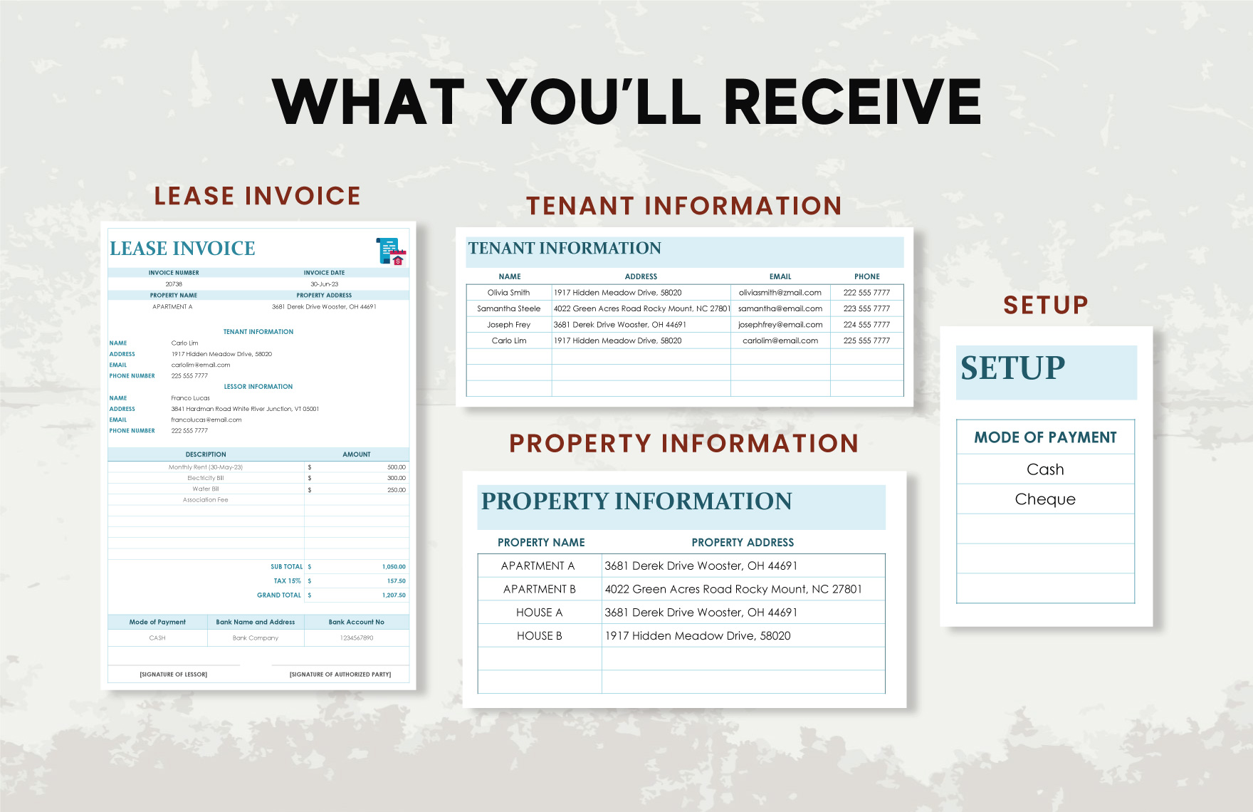 Lease Invoice Template