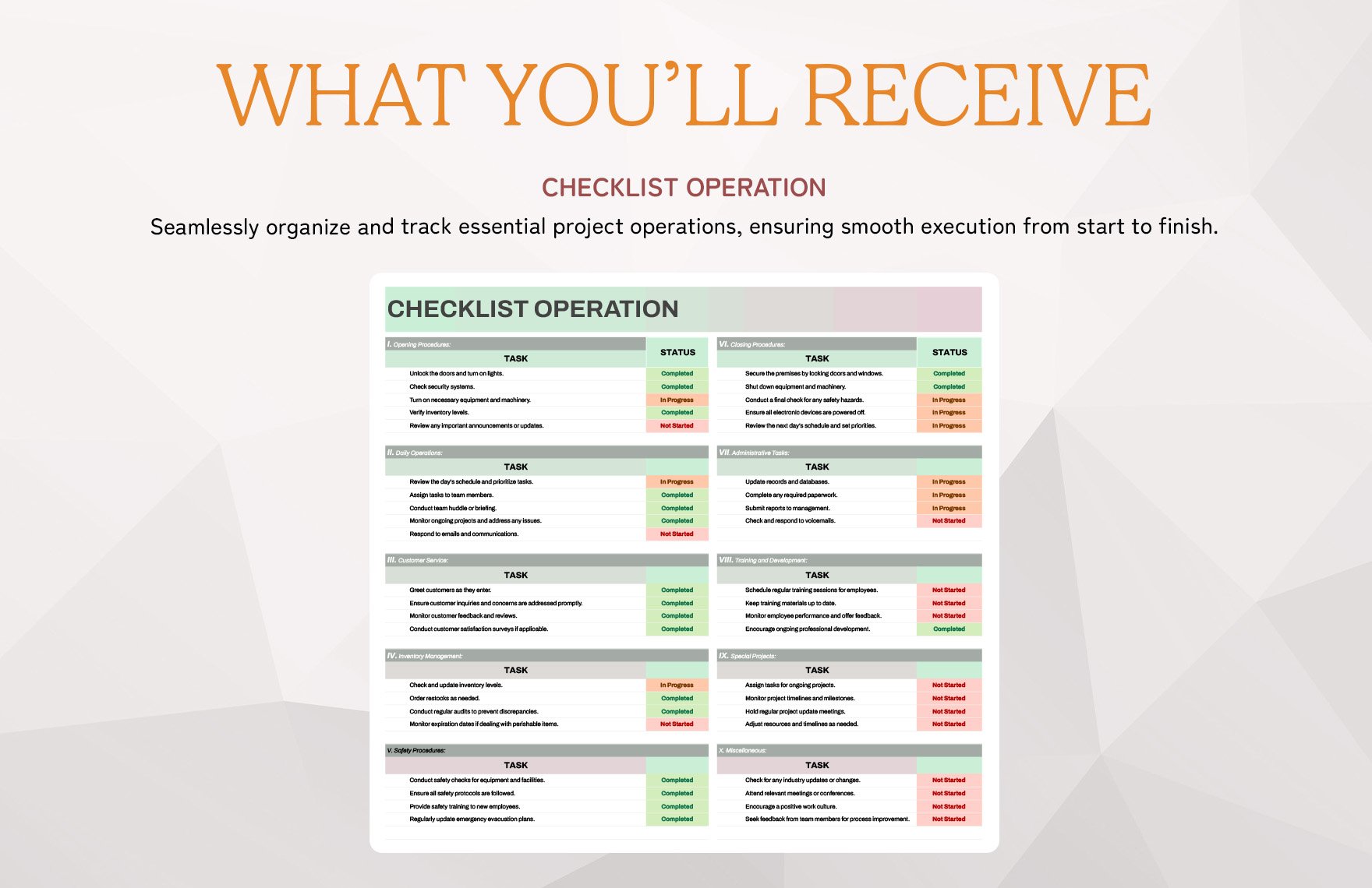Checklist Operation Template