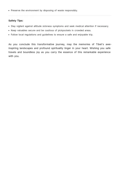 Free Tibet Itinerary Template to Edit Online