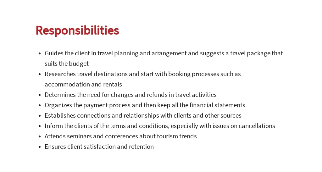 HomeBased Travel Consultant Job Description Template in