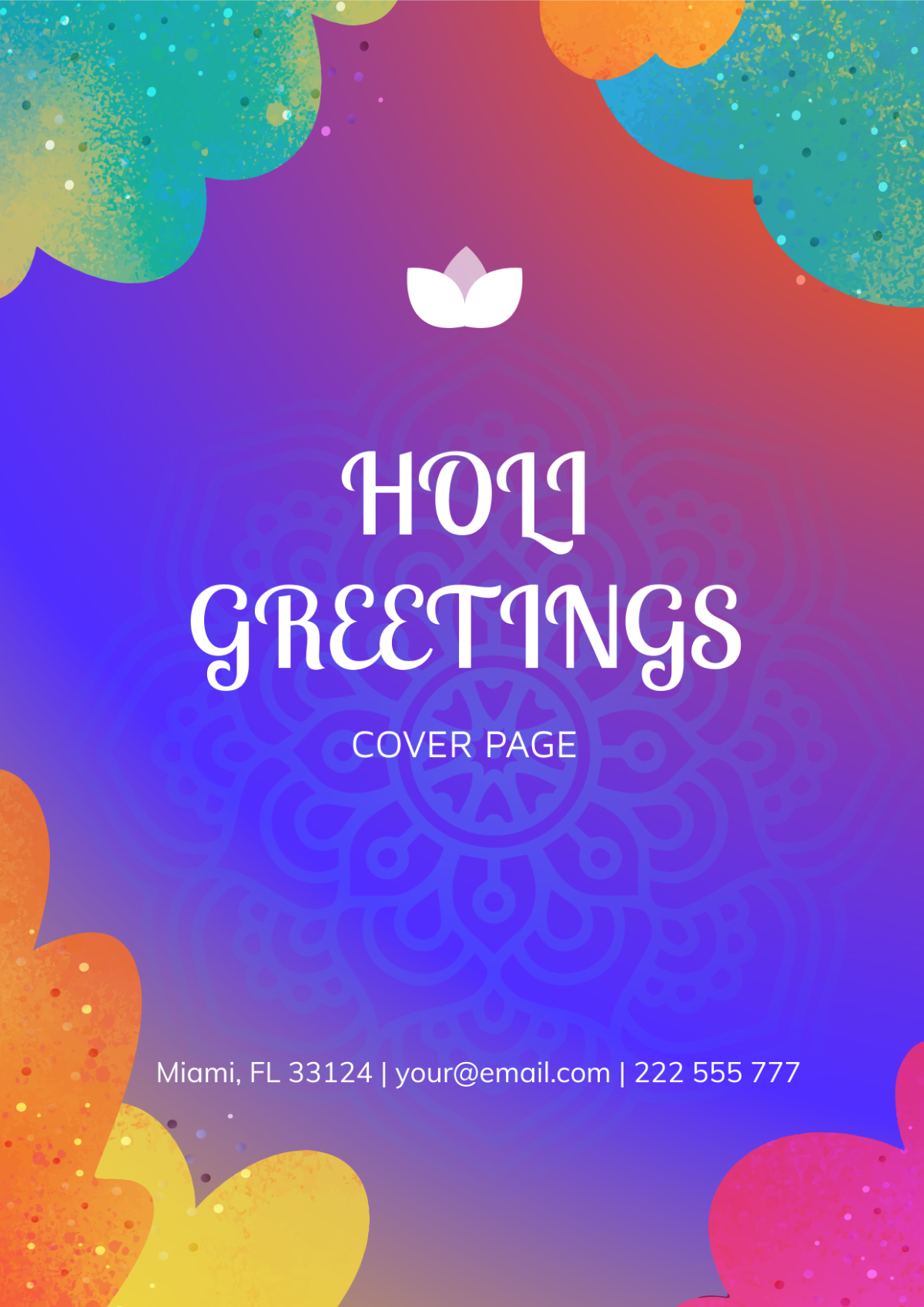 Holi Greetings Cover Page