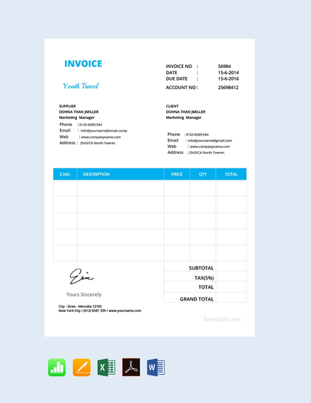 invoice template numbers mac free