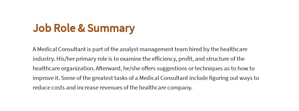 Medical Consultant Job Description Template Free PDF Word Google Docs