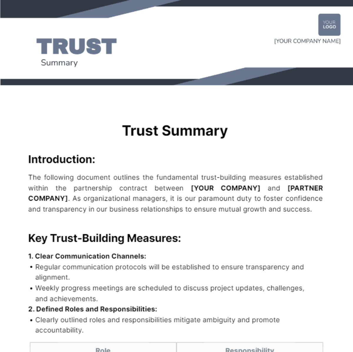 Trust Summary Template