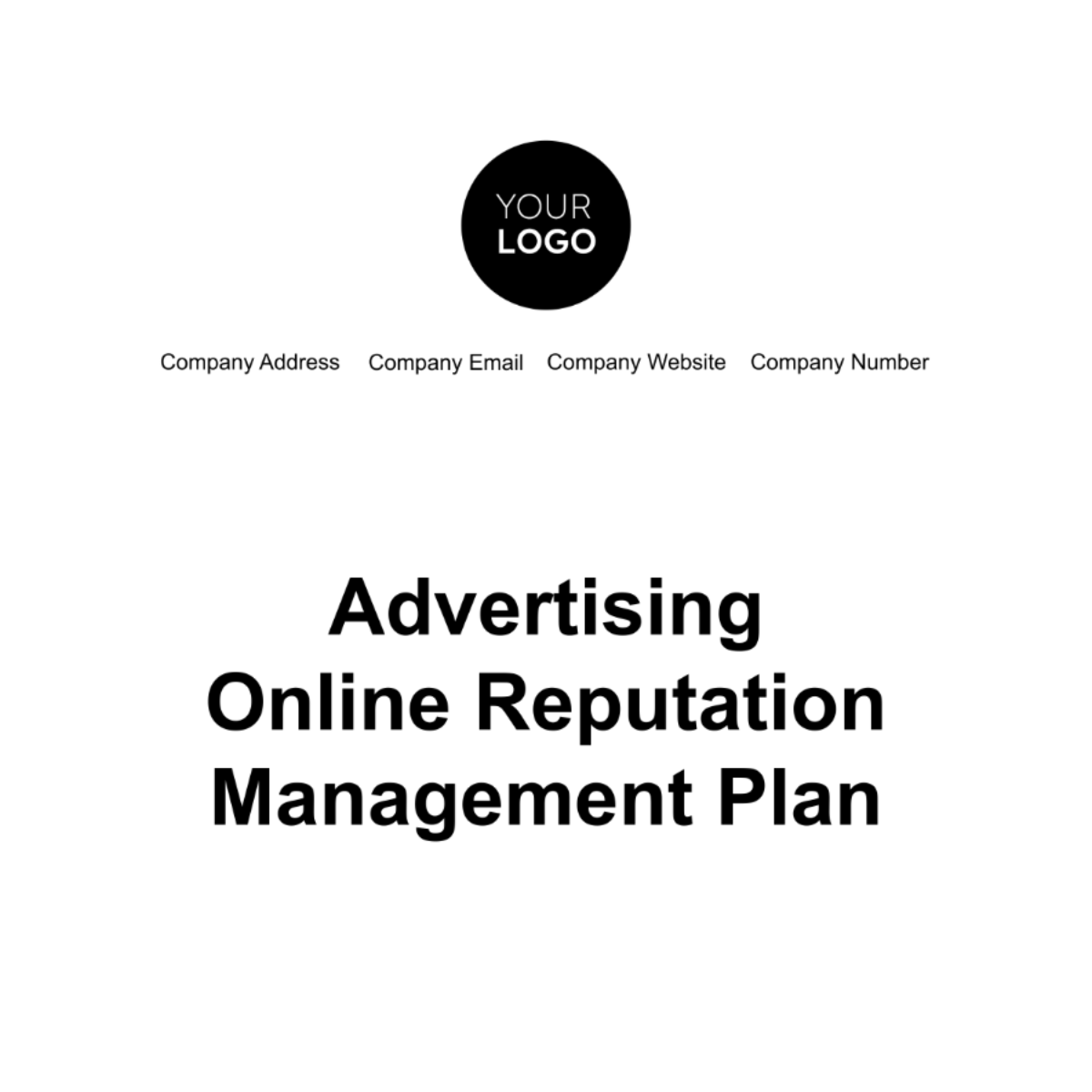 Advertising Online Reputation Management Plan Template