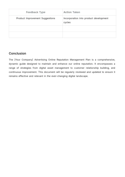 Free Advertising Online Reputation Management Plan Template to Edit Online