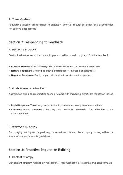 Free Advertising Online Reputation Management Plan Template to Edit Online