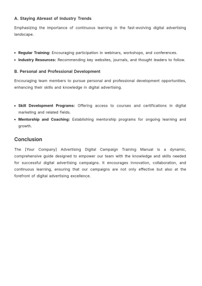 Free Advertising Digital Campaign Training Manual Template to Edit Online