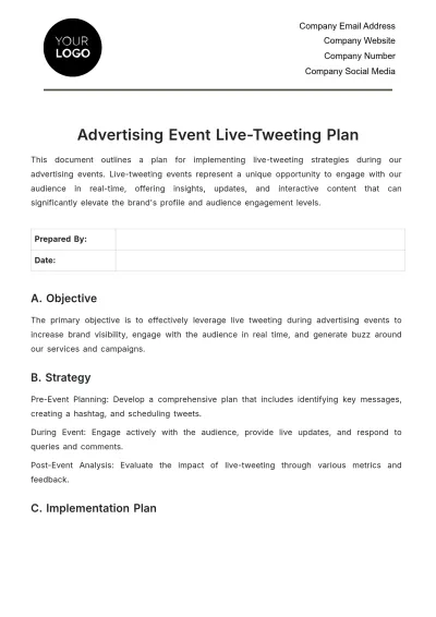 Free Advertising Event Live-Tweeting Plan Template to Edit Online