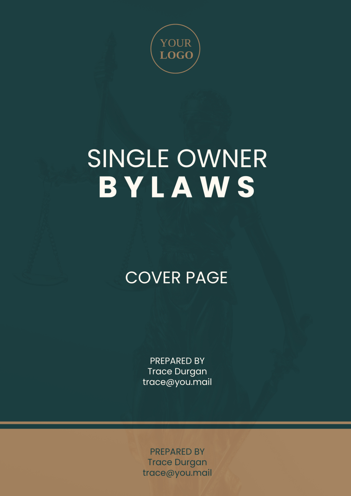 Single Owner Bylaws Cover Page Template - Edit Online & Download