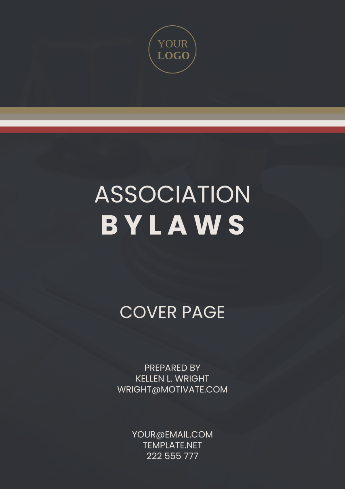 Association Bylaws Cover Page Template