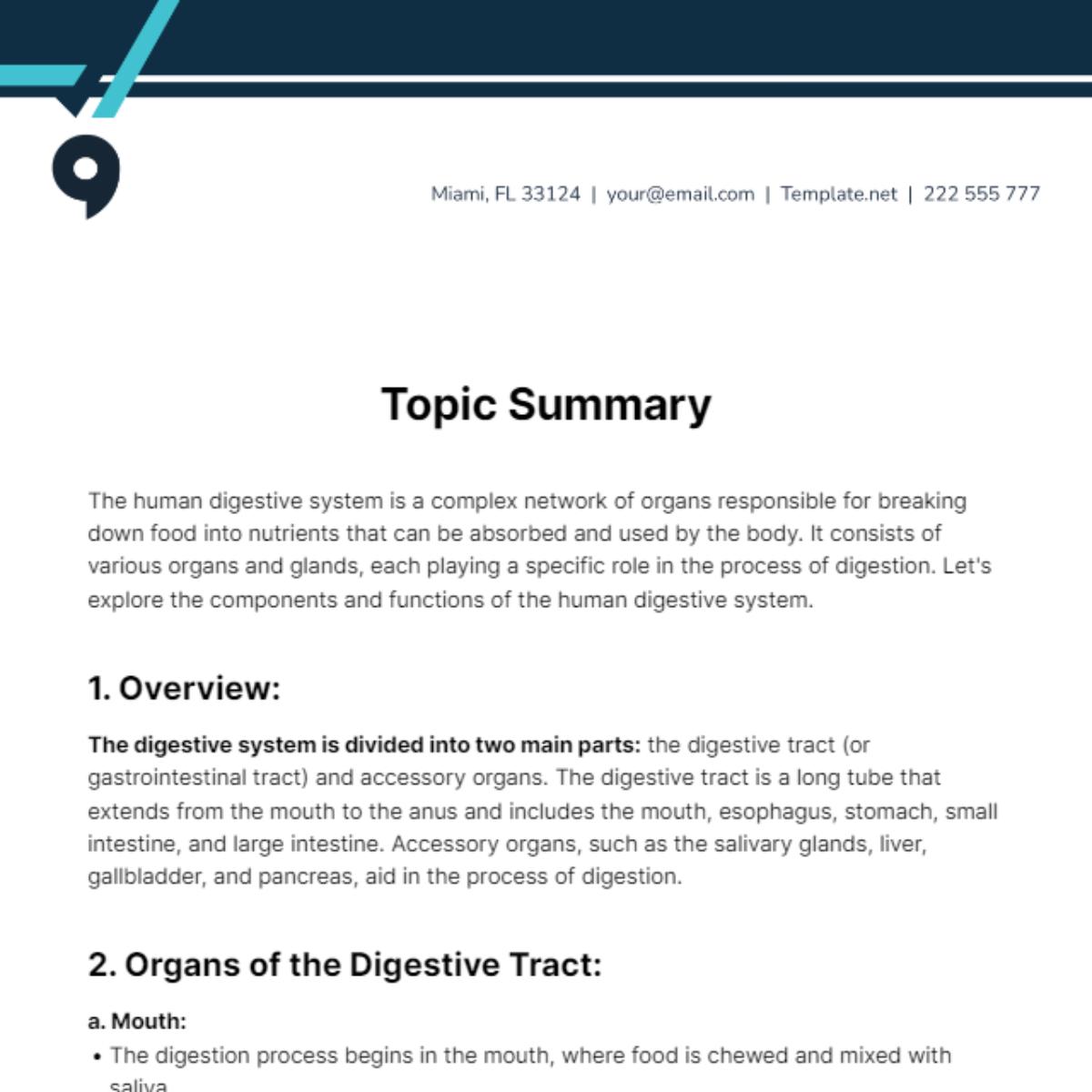 Topic Summary Template