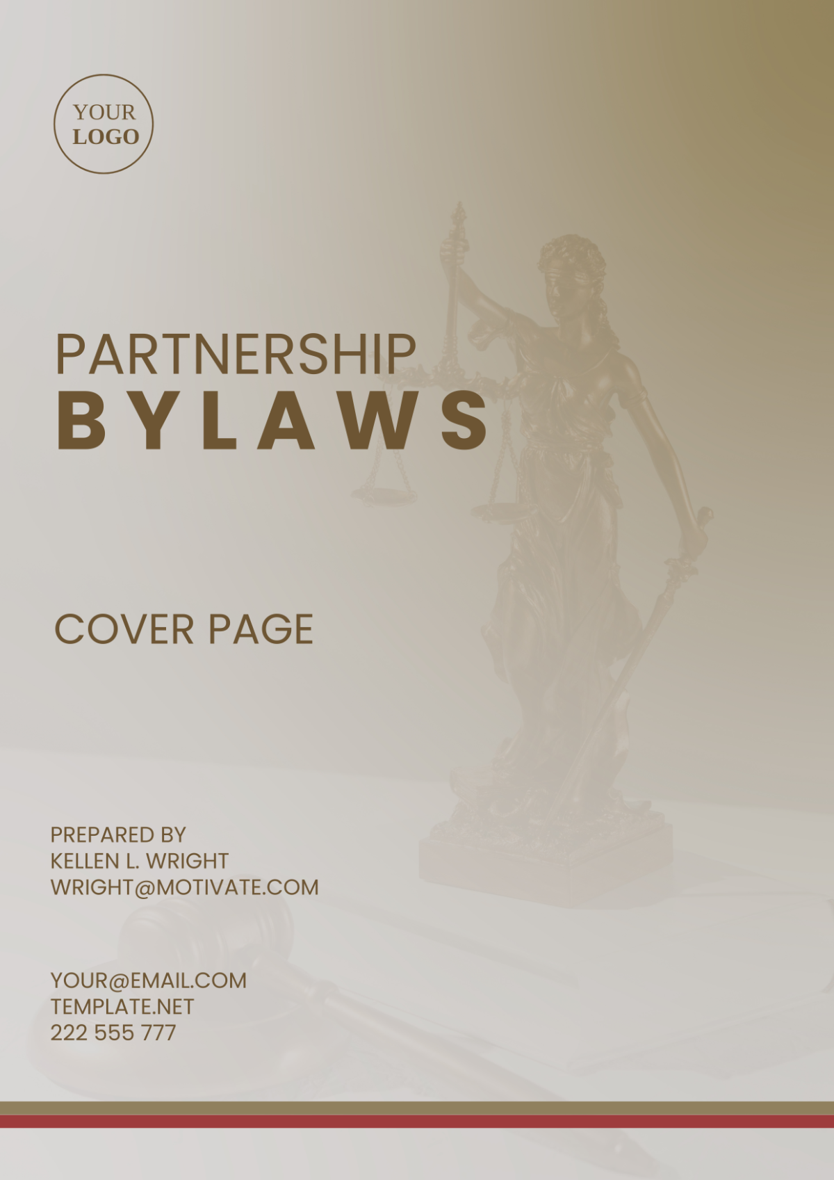 Partnership Bylaws Cover Page Template