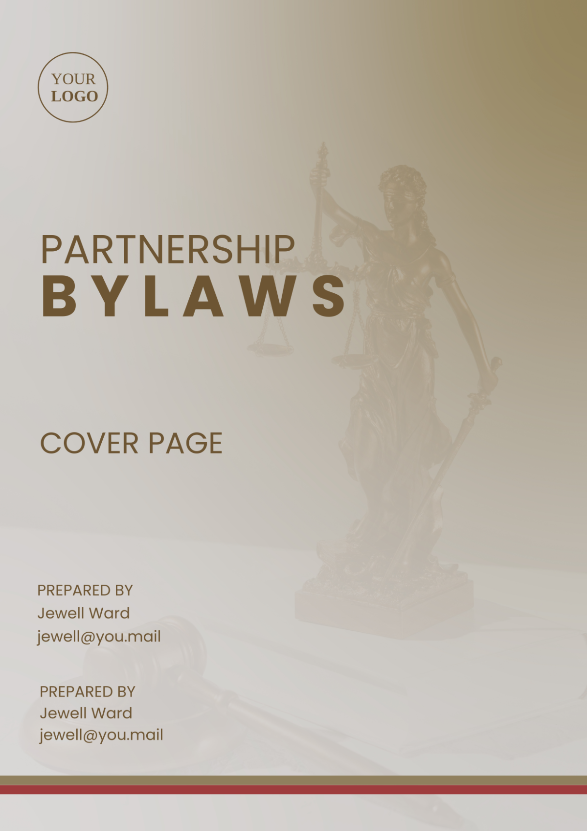 Partnership Bylaws Cover Page Template - Edit Online & Download