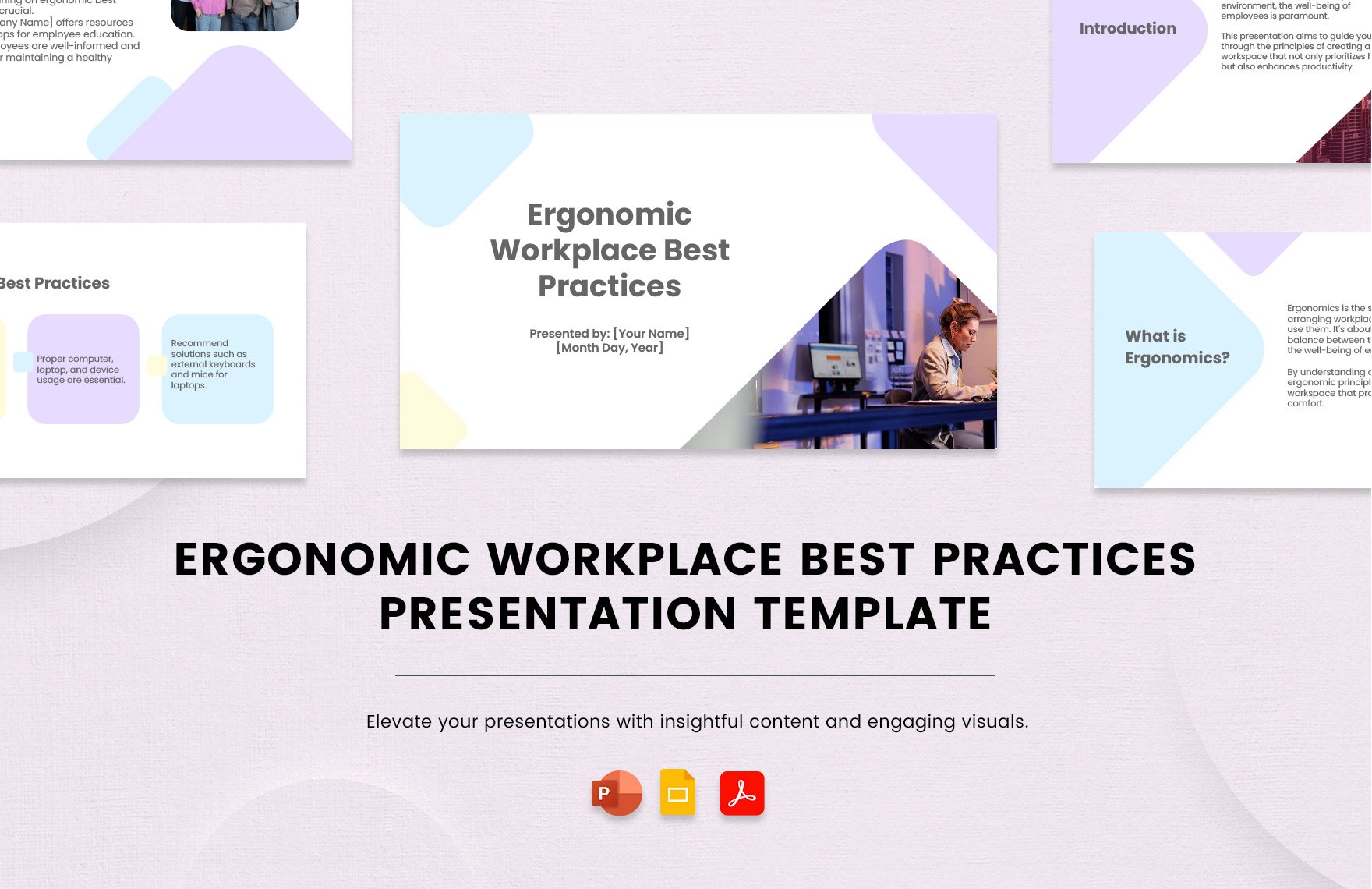 Free Ergonomic Workplace Best Practices Presentation Template in PDF, PowerPoint, Google Slides