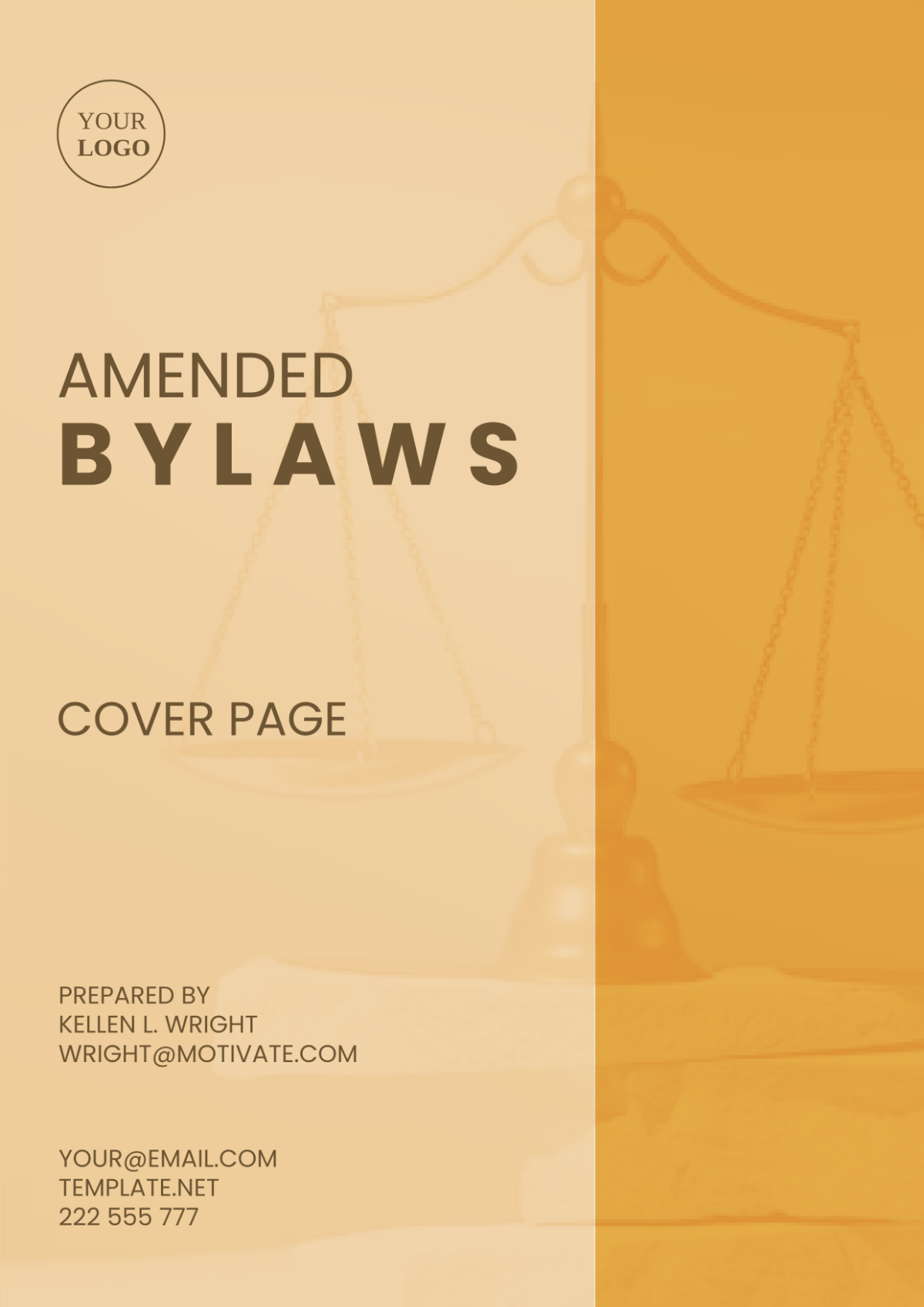 Amended Bylaws Cover Page Template