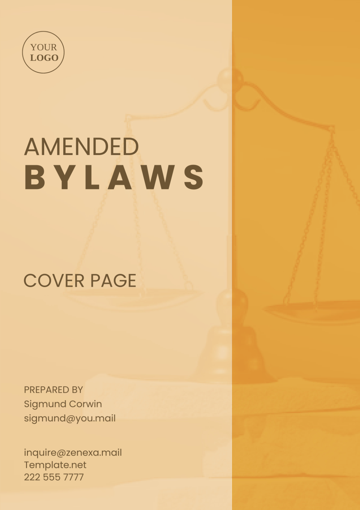 Amended Bylaws Cover Page Template - Edit Online & Download