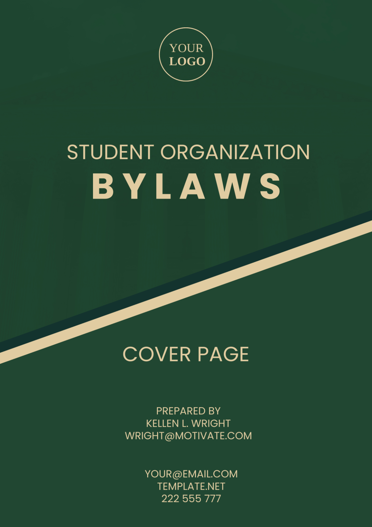 Student Organization Bylaws Cover Page Template