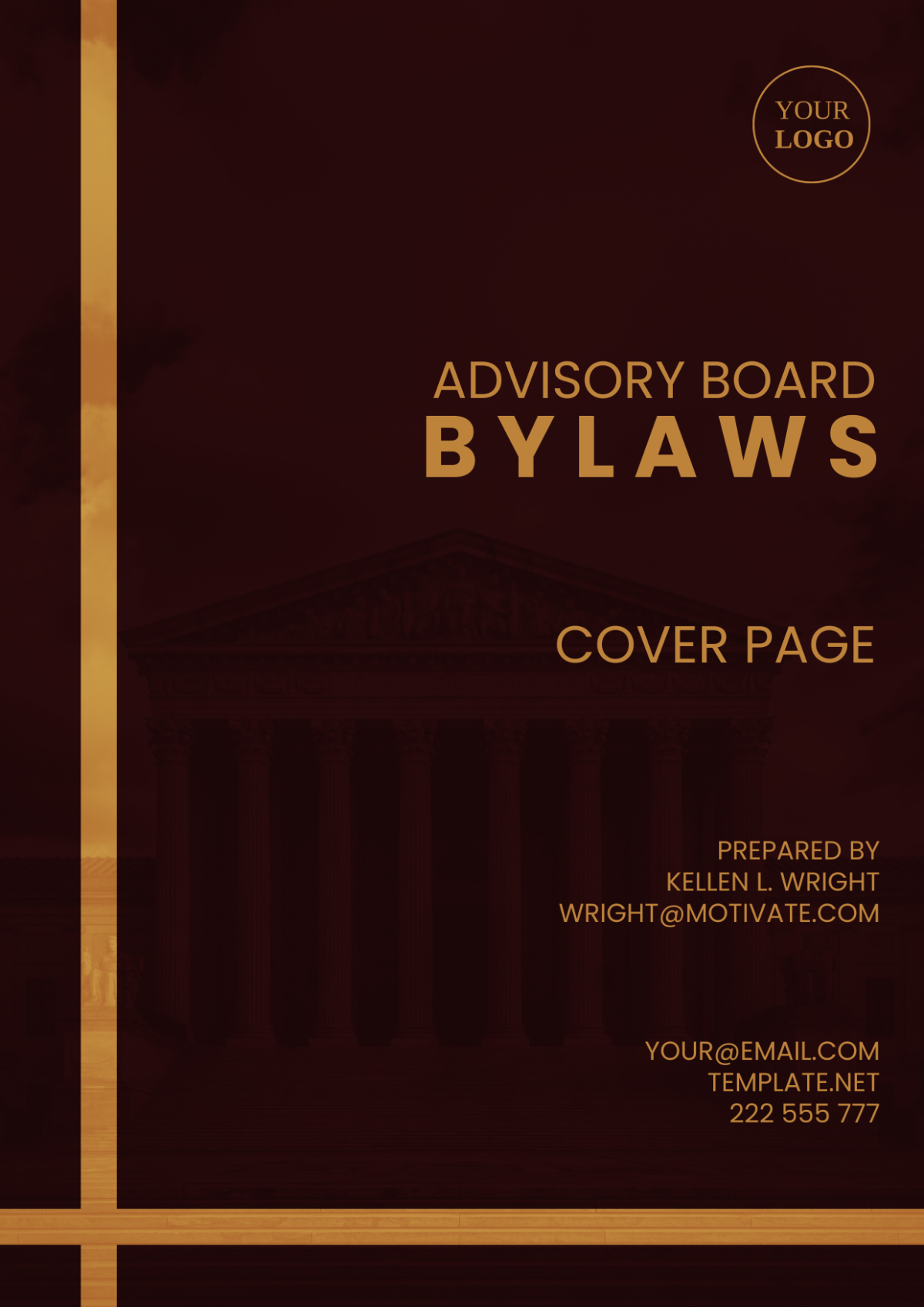 Advisory Board Bylaws Cover Page Template