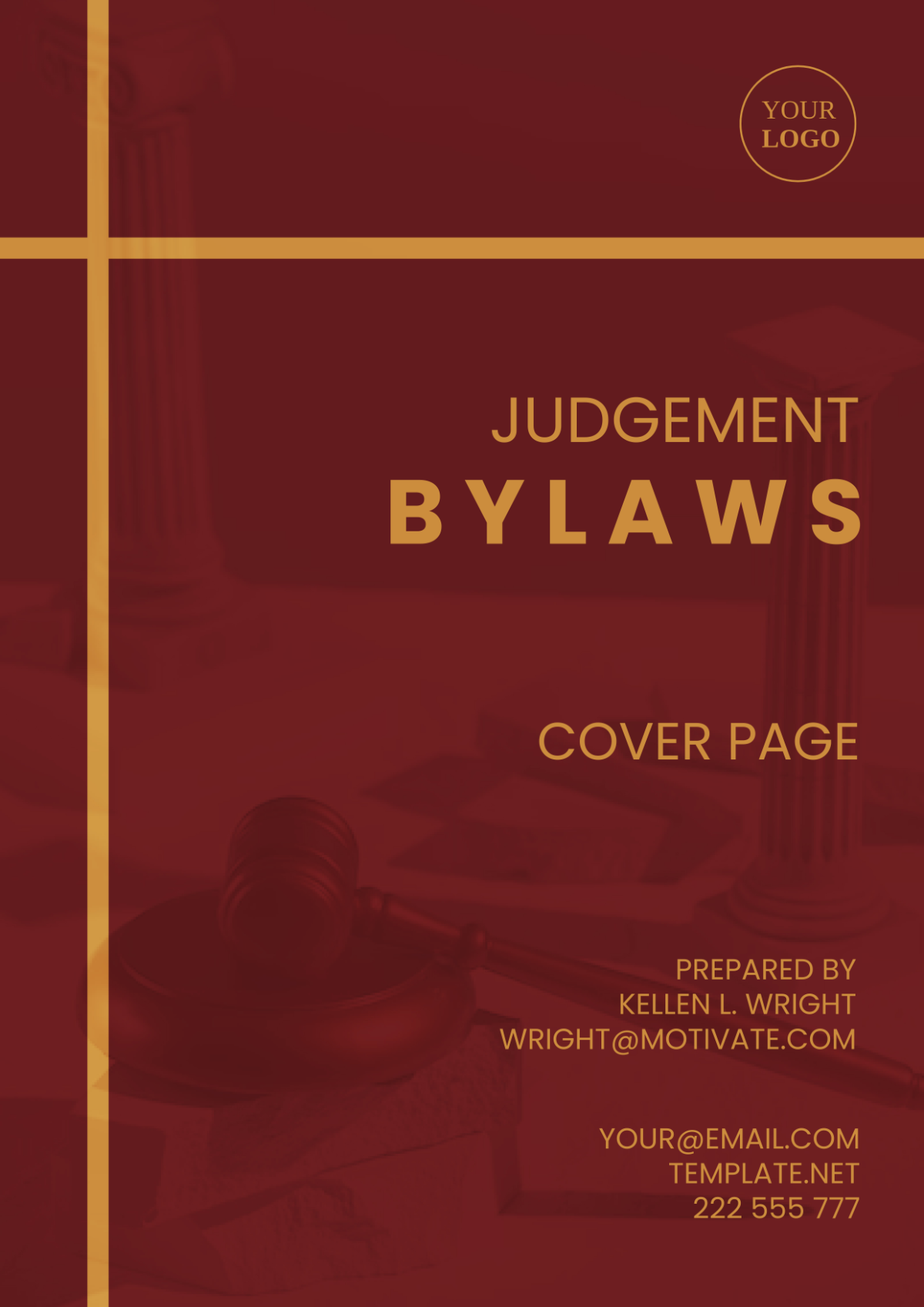 Free Judgement Bylaws Cover Page Template