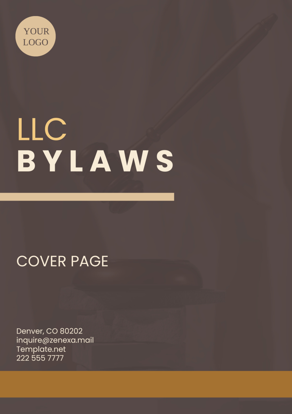 LLC Bylaws Cover Page Template - Edit Online & Download