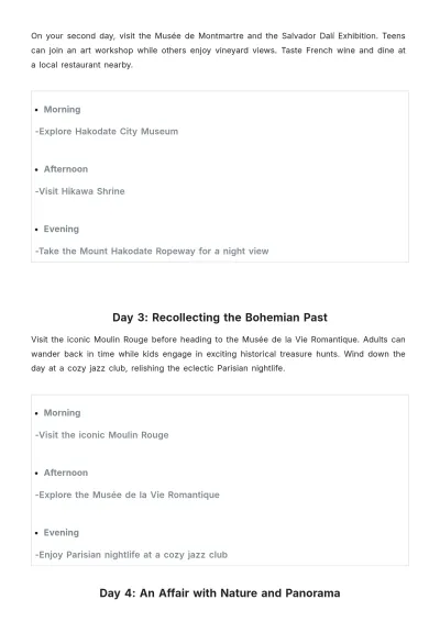 Free Montmartre Itinerary Template to Edit Online
