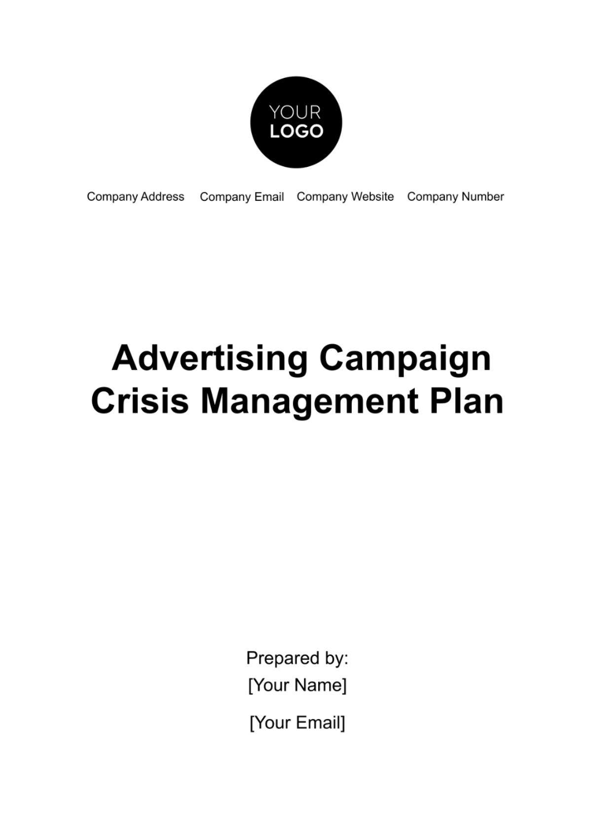 Advertising Campaign Crisis Management Plan Template