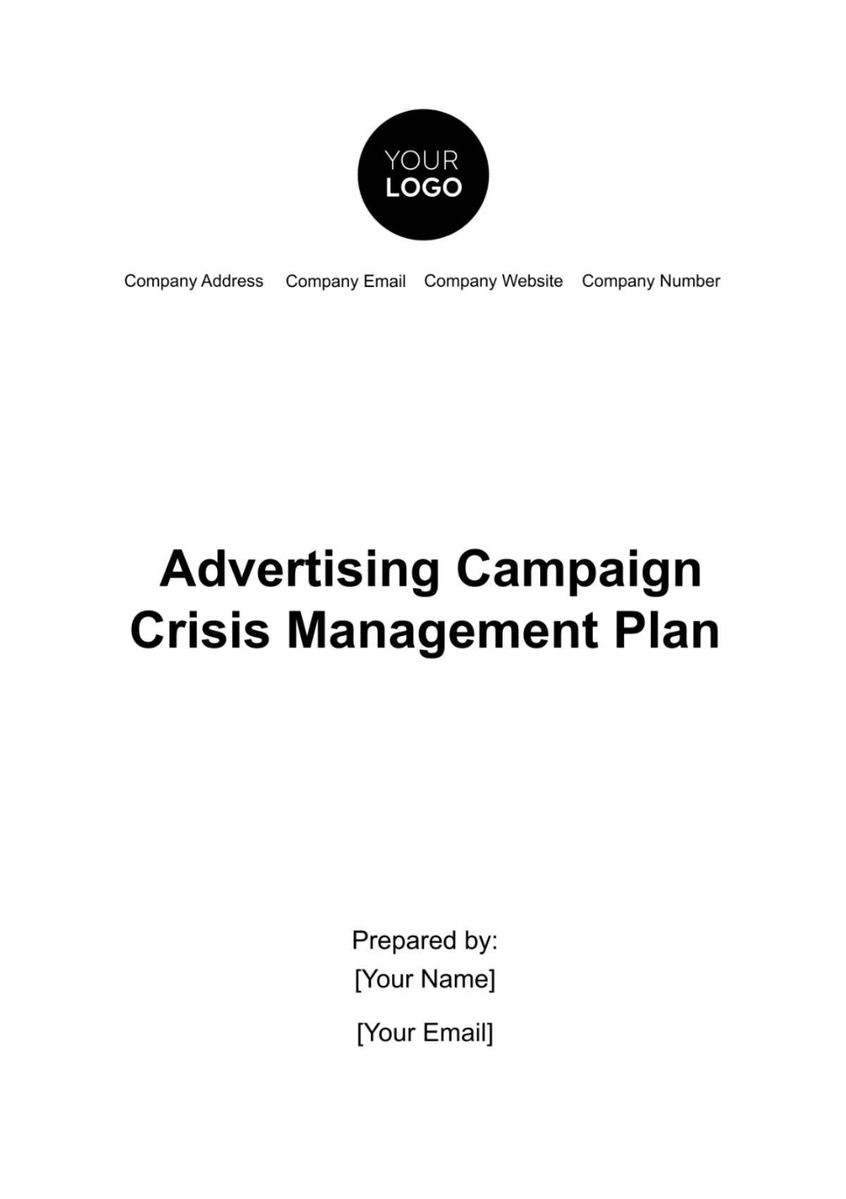 Advertising Campaign Crisis Management Plan Template - Edit Online & Download