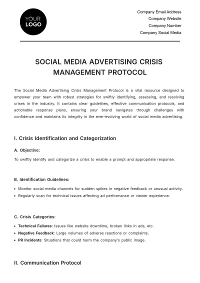 Free Social Media Advertising Crisis Management Protocol Template to Edit Online