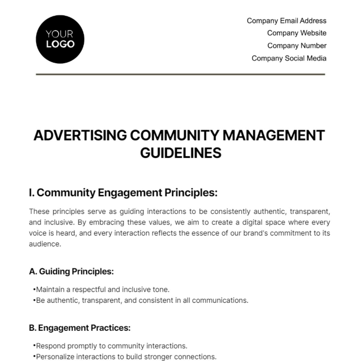 Advertising Community Management Guidelines Template