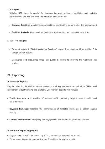 Free Advertising Long-Term SEO Strategy Plan Template to Edit Online