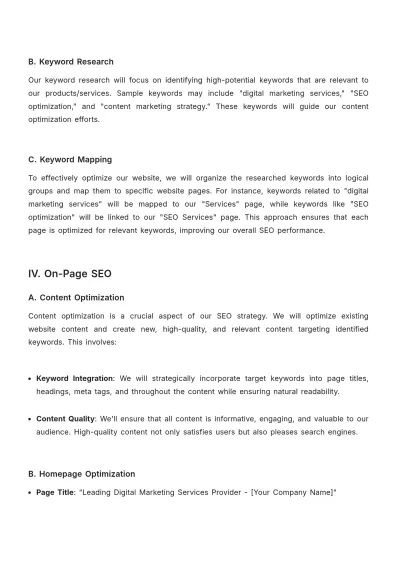 Free Advertising Long-Term SEO Strategy Plan Template to Edit Online