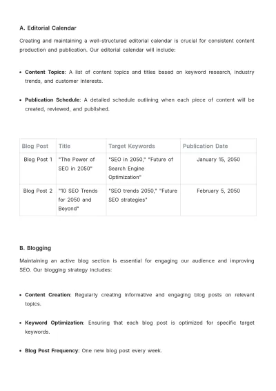 Free Advertising Long-Term SEO Strategy Plan Template to Edit Online