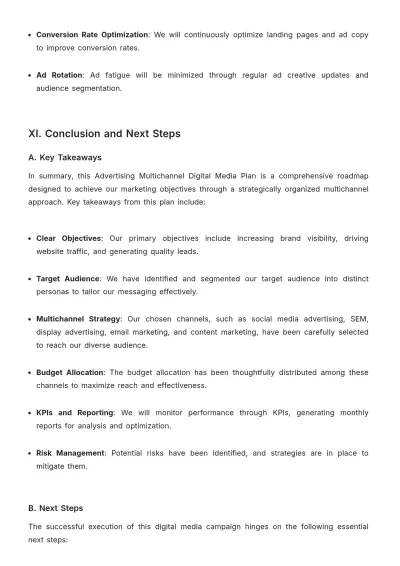 Free Advertising Multichannel Digital Media Plan Template to Edit Online